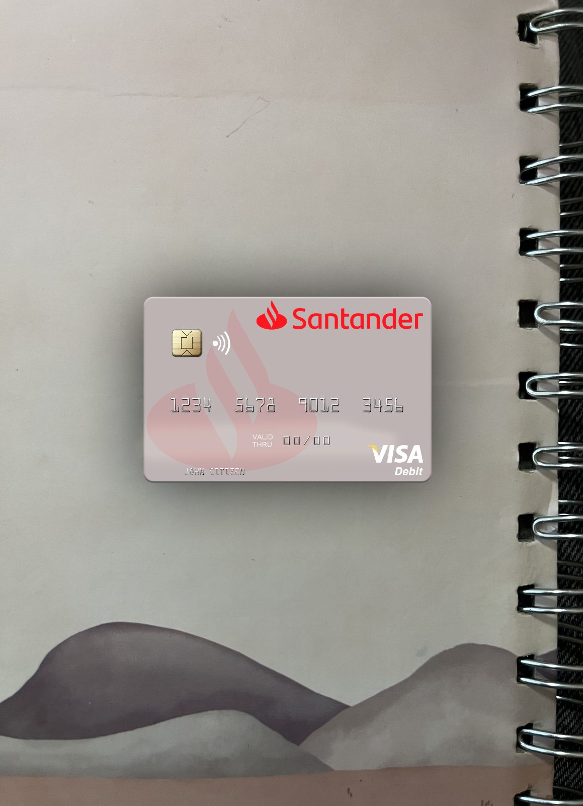 Download Spain Banco Santander visa debit card photolook front Photoshop template